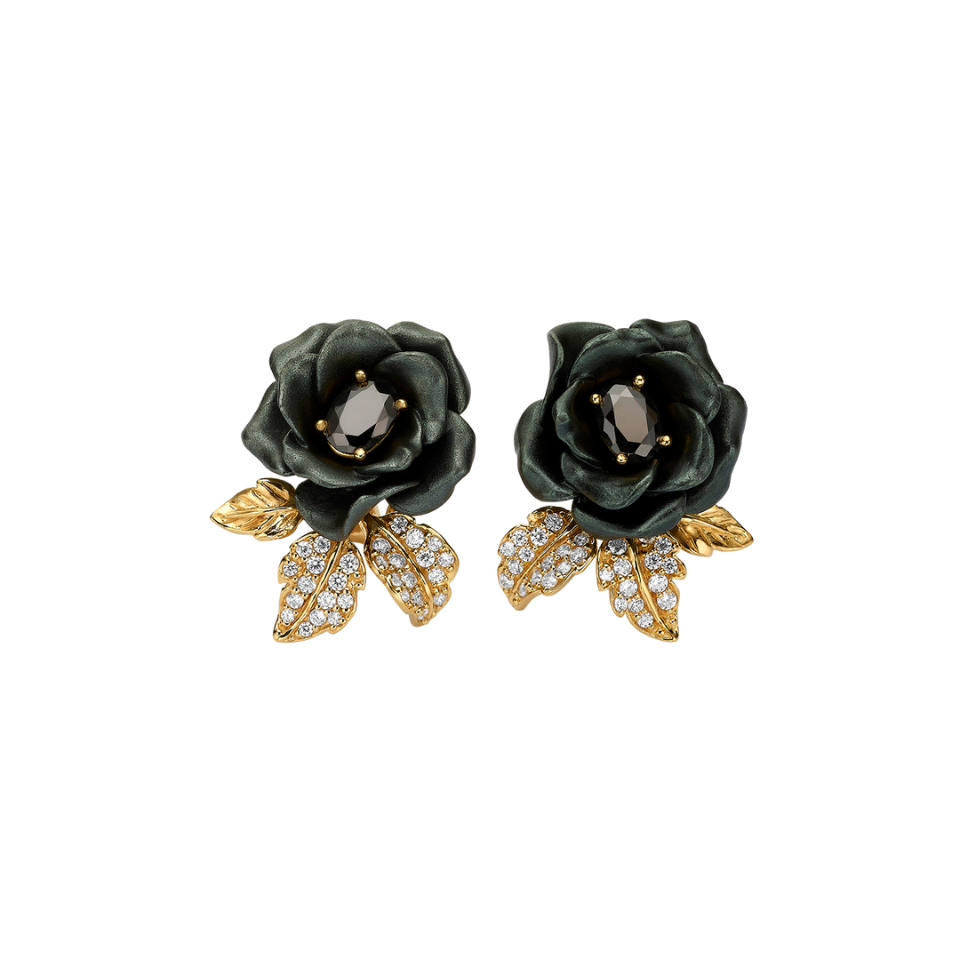 18K Gold Plated Earring with Nano Spinel & Enamel Finish - Monarchy