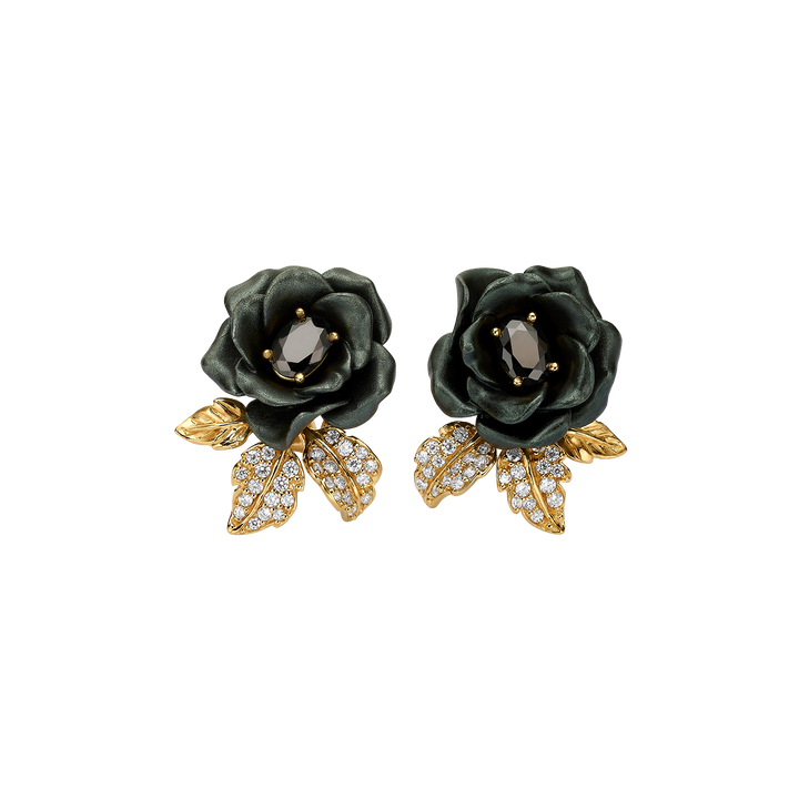 18K Gold Plated Earring with Nano Spinel &amp; Enamel Finish - Monarchy