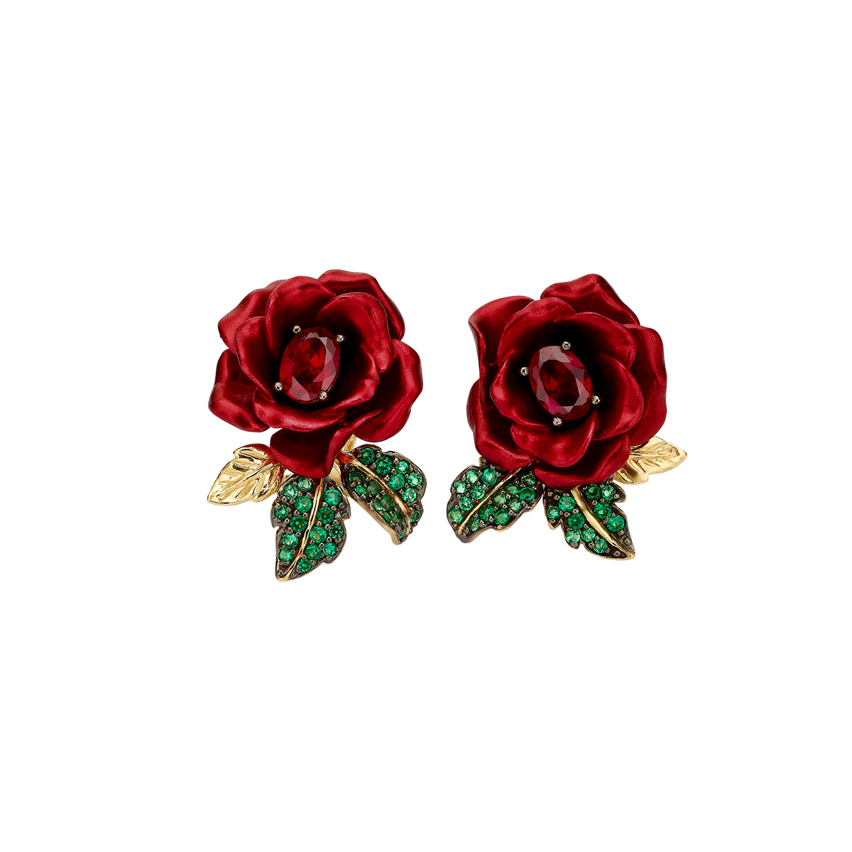 18K Gold Plated Earring with Nano Ruby & Enamel Finish - Monarchy