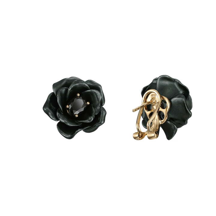 Gold Plated Earring with Nano Spinel &amp; Enamel Finish - Monarchy - 3