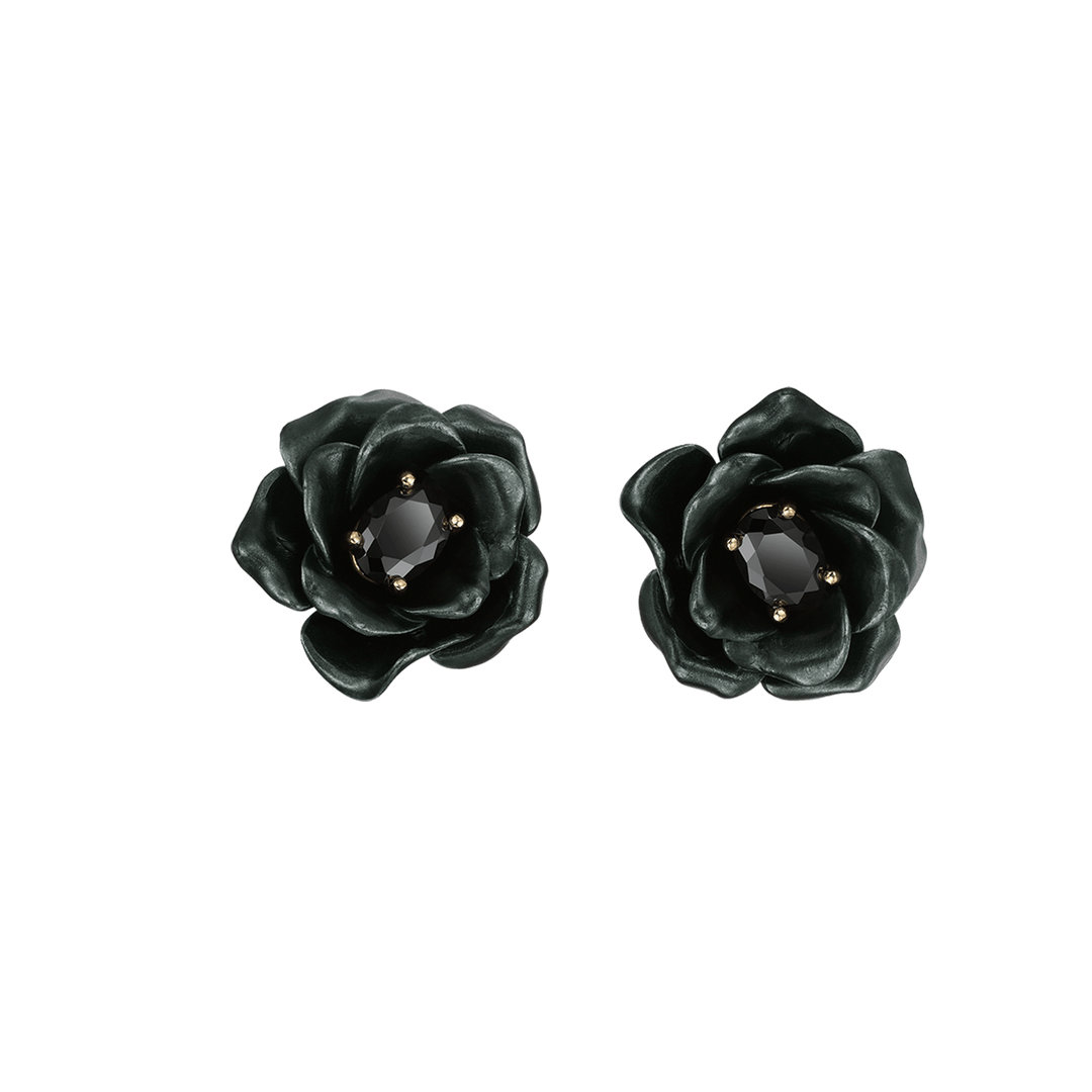 Gold Plated Earring with Nano Spinel & Enamel Finish - Monarchy