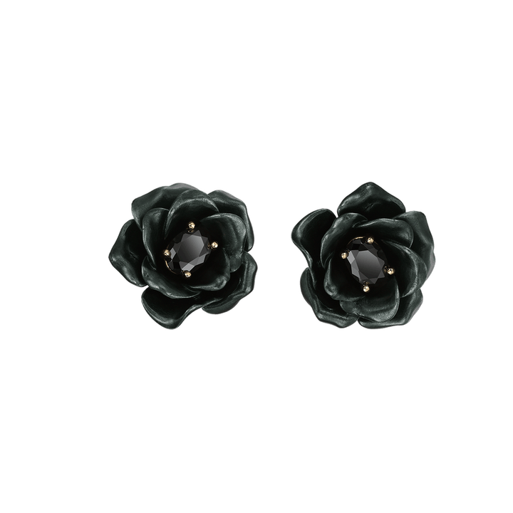 Gold Plated Earring with Nano Spinel &amp; Enamel Finish - Monarchy