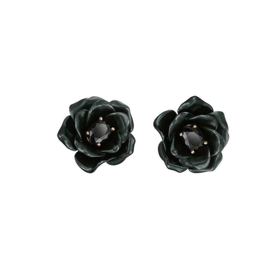 Gold Plated Earring with Nano Spinel & Enamel Finish - Monarchy