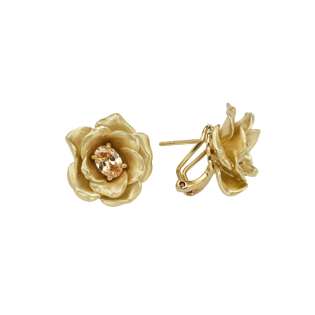 18K Gold Plated Earring with Nano Citrine &amp; Enamel Finish - Monarchy - 3