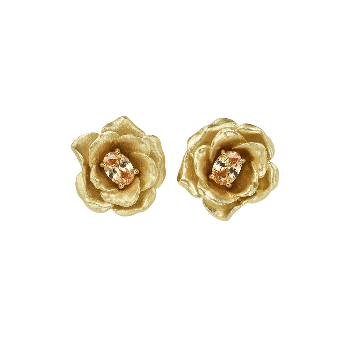 18K Gold Plated Earring with Nano Citrine & Enamel Finish - Monarchy