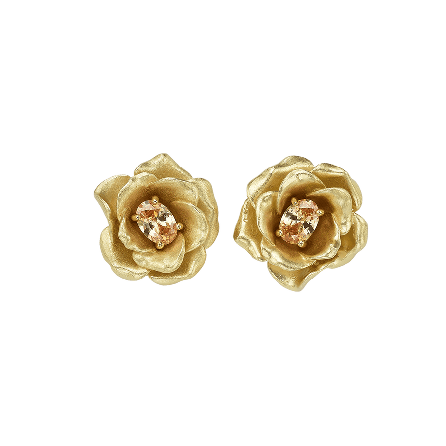 18K Gold Plated Earring with Nano Citrine & Enamel Finish - Monarchy