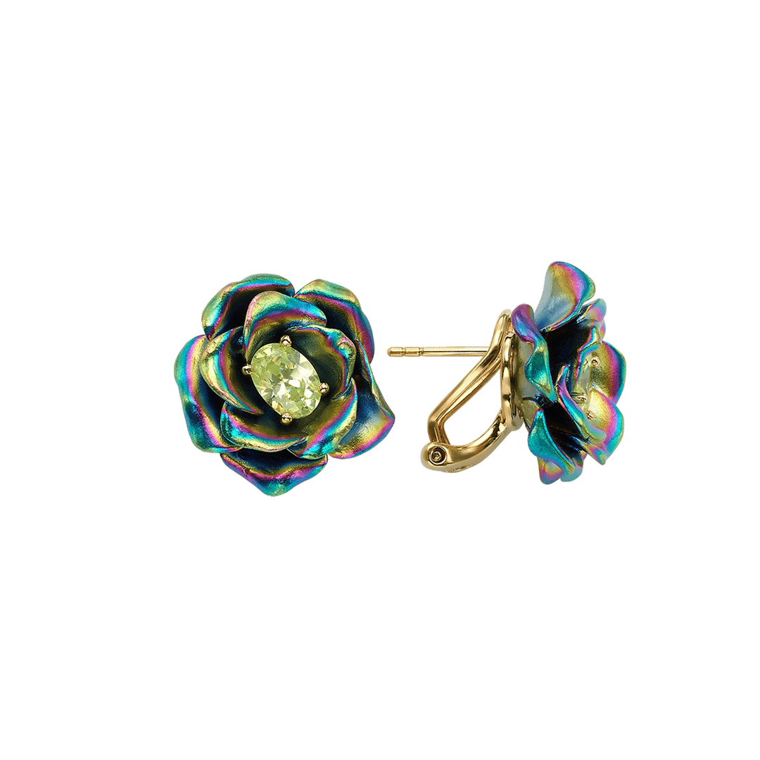 18K Gold Plated Earring with Nano Citrine &amp; Enamel Finish - Monarchy - 3