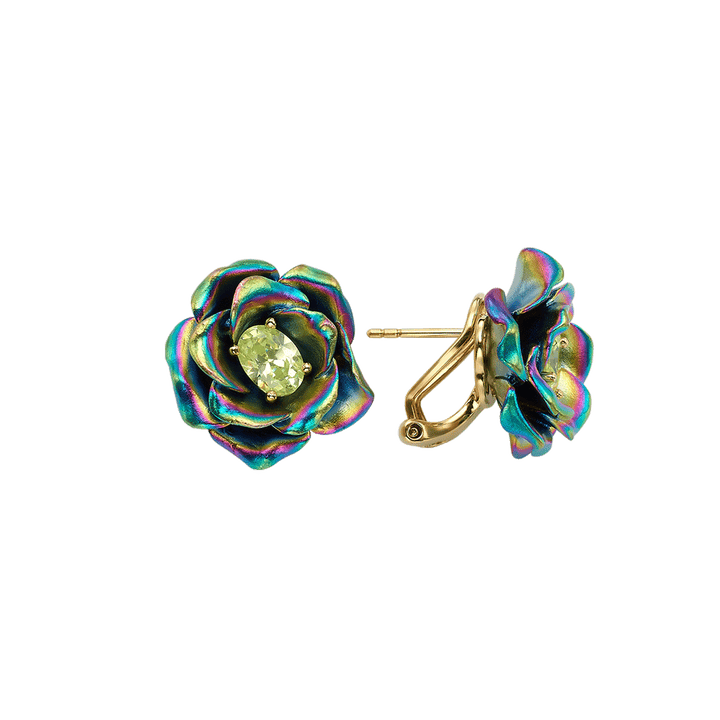 18K Gold Plated Earring with Nano Citrine &amp; Enamel Finish - Monarchy - 3