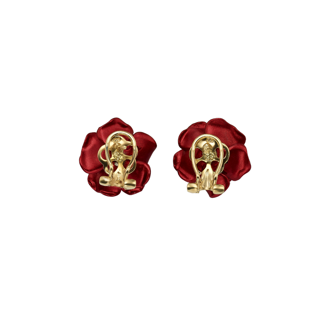 18K gold-plated earring with ruby ​​nano-settle and Monarchy enamel finish 