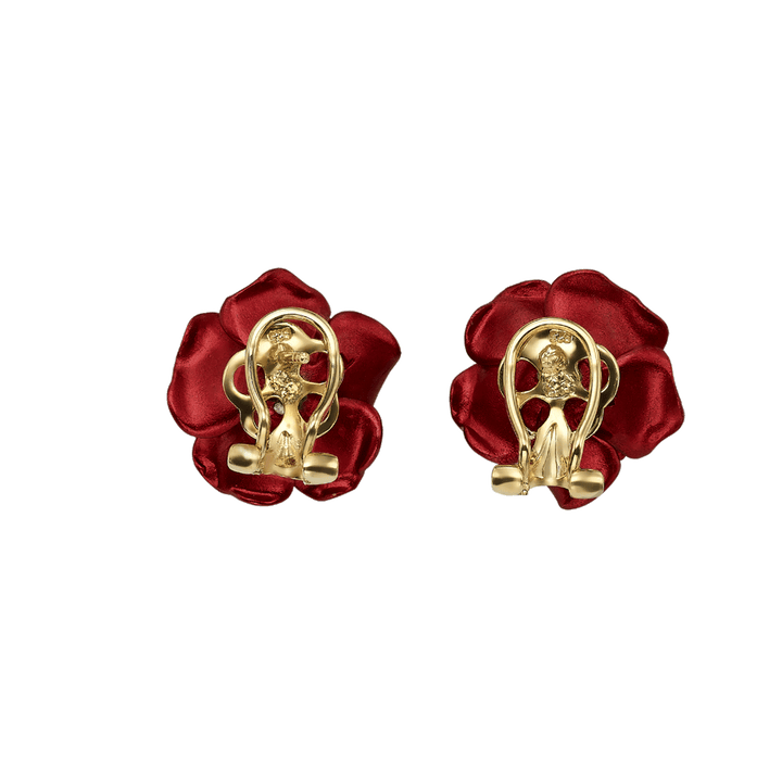18K Gold Plated Earring with Nano Ruby &amp; Enamel Finish - Monarchy - 7
