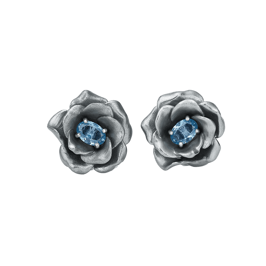 Silver Plated Earring with Nano Aquamarine & Enamel Finish - Monarchy