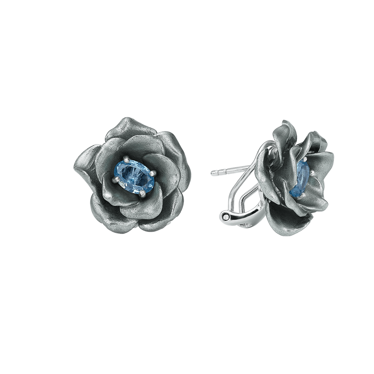 Silver Plated Earring with Nano Aquamarine & Enamel Finish - Monarchy - 3
