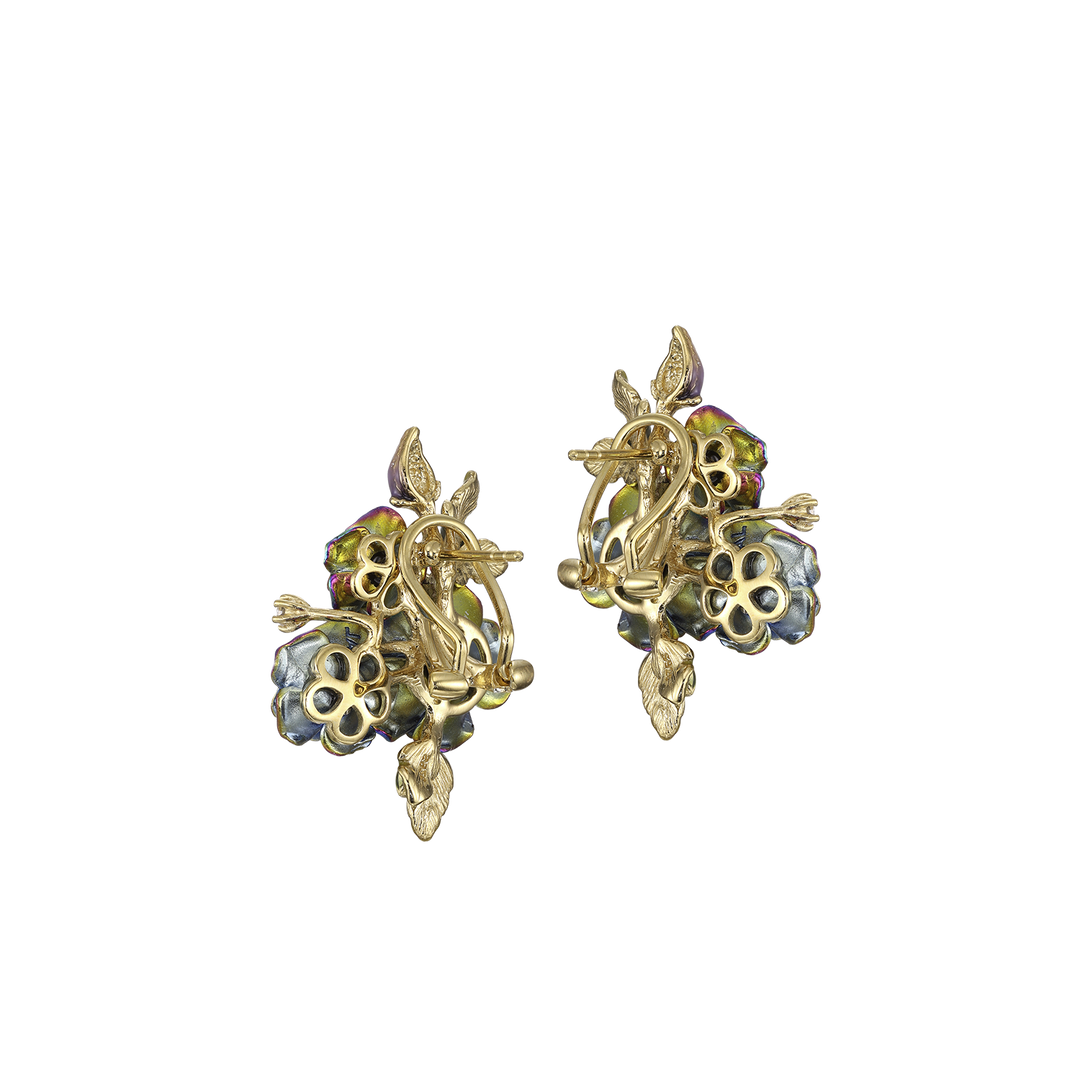 18K gold-plated earring with nano-set emerald and Monarchy enamel finish 