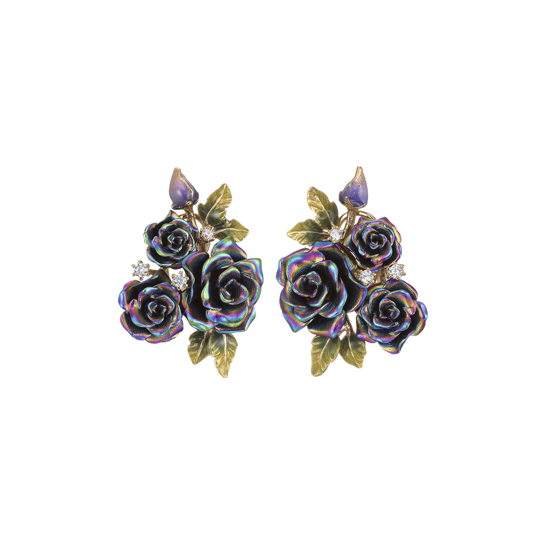 18K Gold Plated Earring with Nano Emerald & Enamel Finish - Monarchy