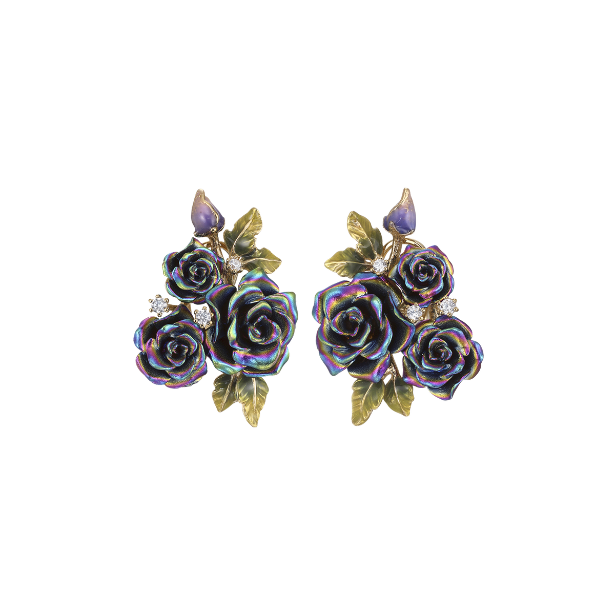 18K Gold Plated Earring with Nano Emerald & Enamel Finish - Monarchy