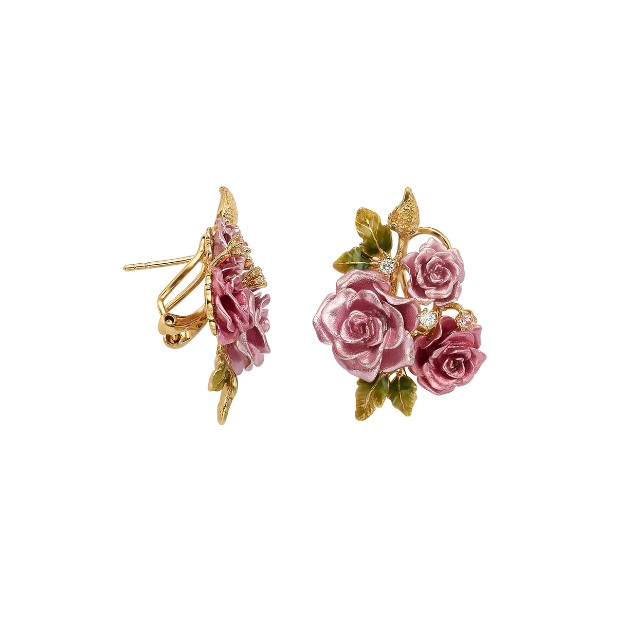 18K Gold Plated Earring with Nano Emerald & Enamel Finish - Monarchy - 3