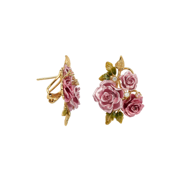 18K Gold Plated Earring with Nano Emerald &amp; Enamel Finish - Monarchy - 3