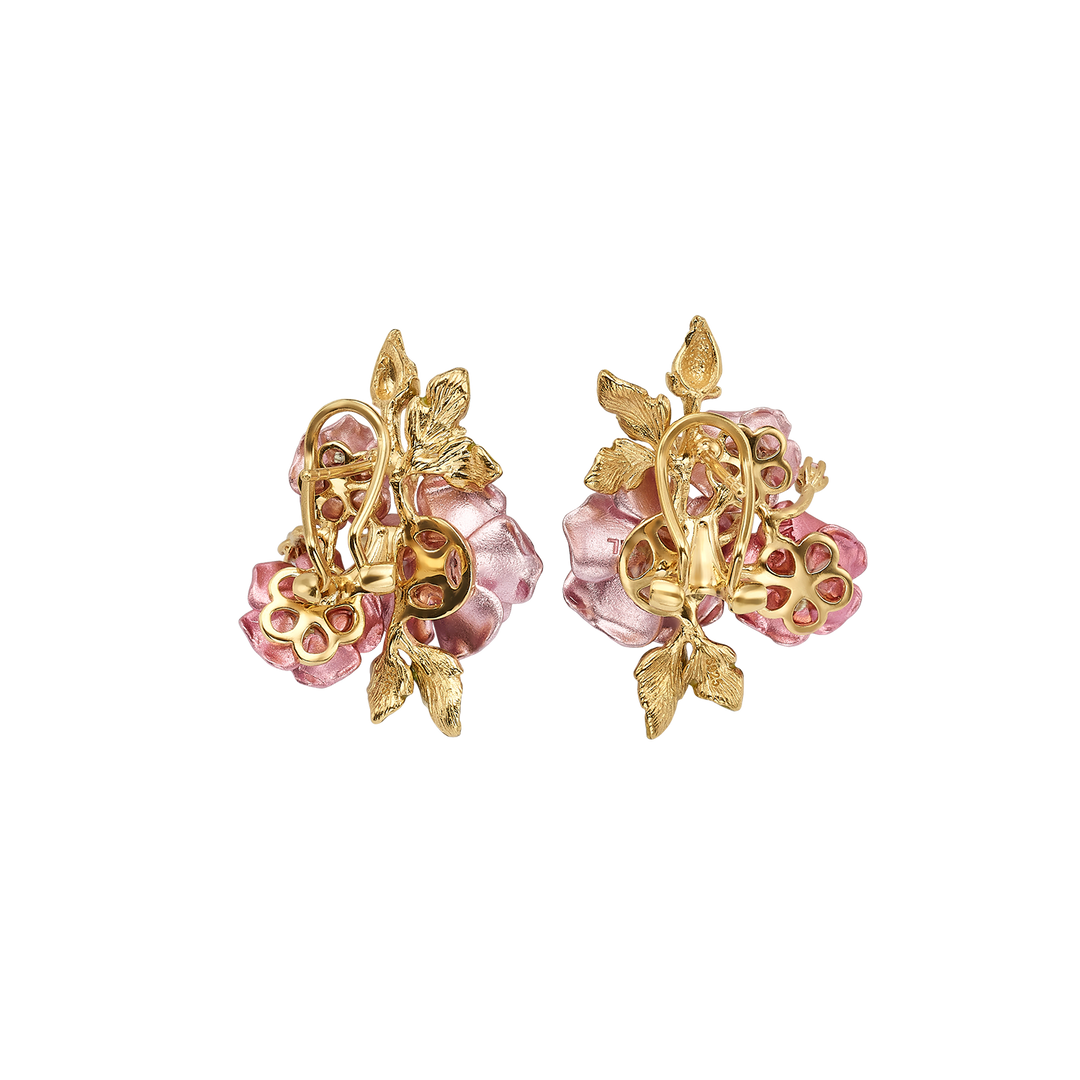 18K gold-plated earring with nano-set emerald and Monarchy enamel finish 