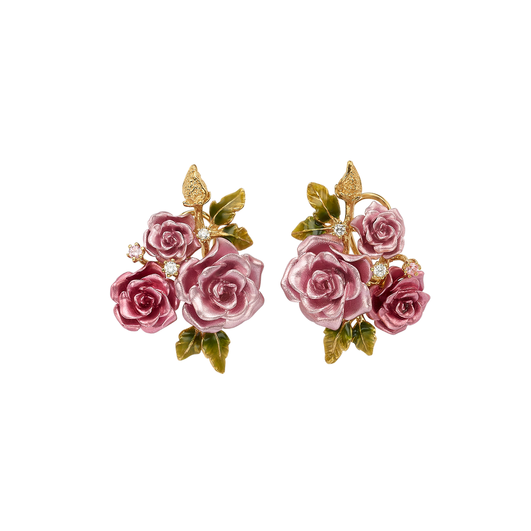 18K Gold Plated Earring with Nano Emerald & Enamel Finish - Monarchy
