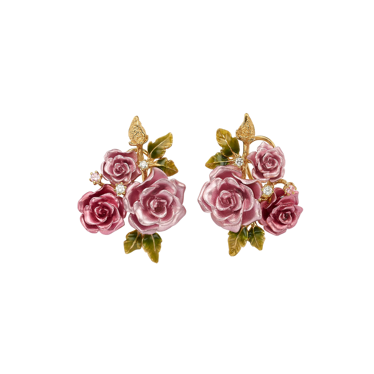 18K Gold Plated Earring with Nano Emerald & Enamel Finish - Monarchy