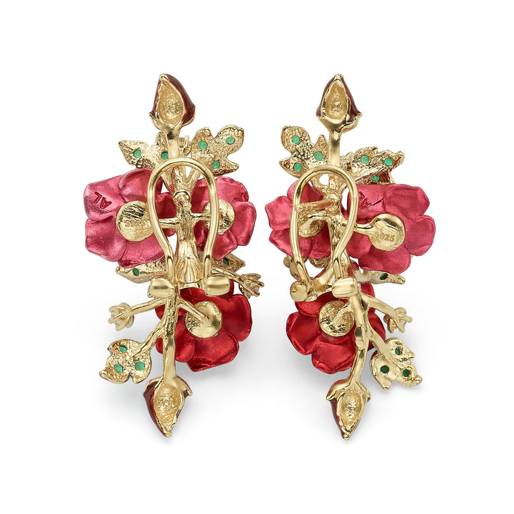18K gold-plated earring with nano-set emerald and Monarchy enamel finish 