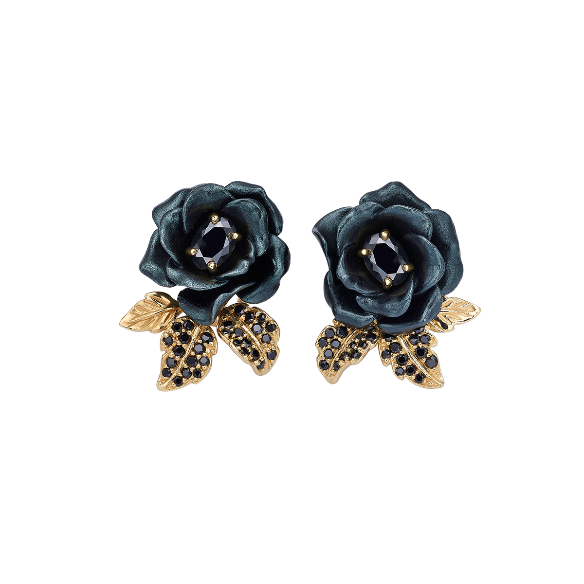 18K Gold Plated Earring with Nano Spinel & Enamel Finish - Monarchy