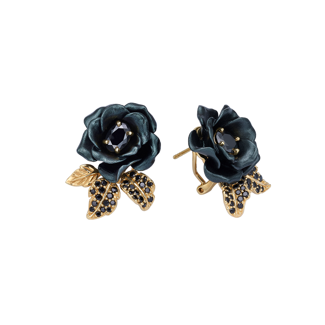 18K Gold Plated Earring with Nano Spinel &amp; Enamel Finish - Monarchy - 3
