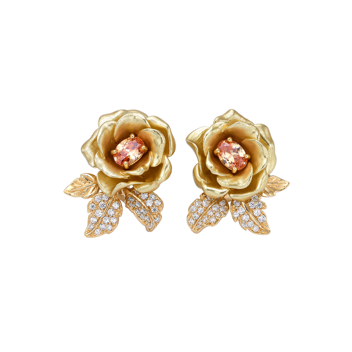 18K Gold Plated Earring with Nano Champagne &amp; Enamel Finish - Monarchy
