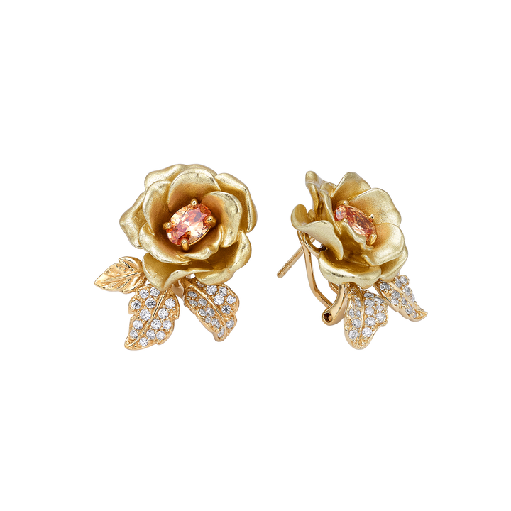 18K Gold Plated Earring with Nano Champagne &amp; Enamel Finish - Monarchy - 4
