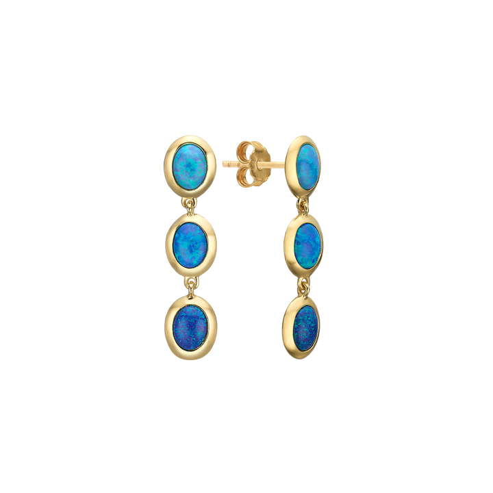 18K\24K Gold Plated Dangle Earring with Synthetic Opals Mare 