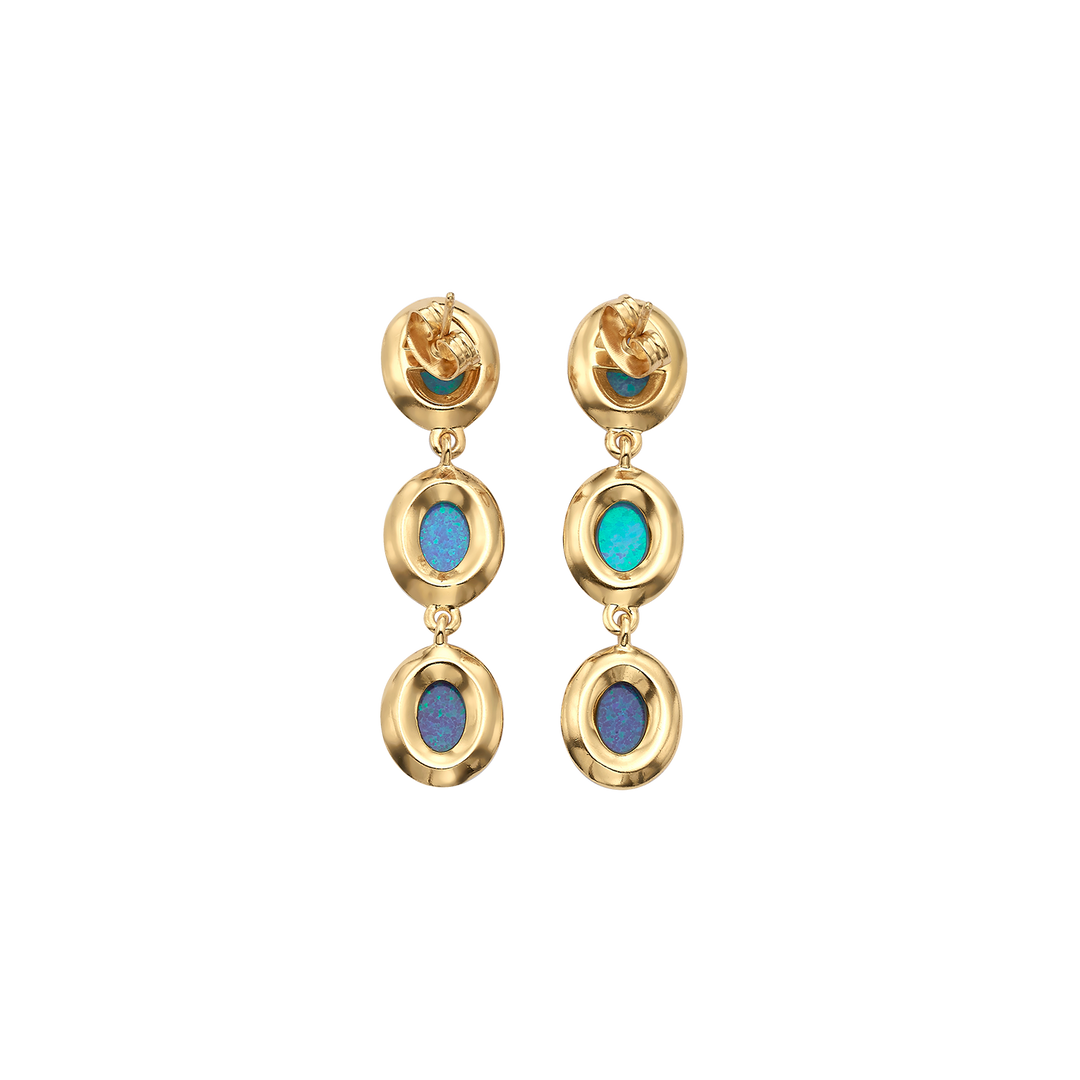 18K/24K Gold Plated Hanging Earring with Synthetic Opal - Mare - 5