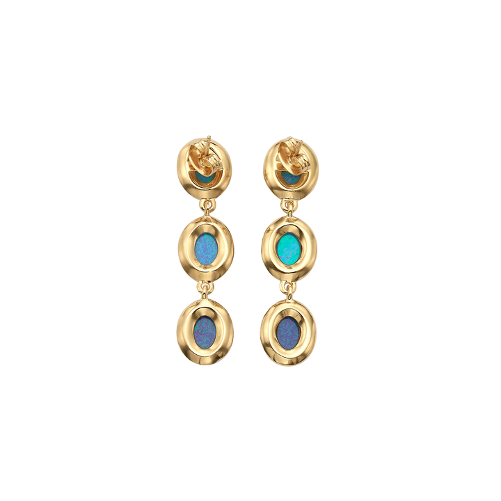 18K/24K Gold Plated Hanging Earring with Synthetic Opal - Mare - 5