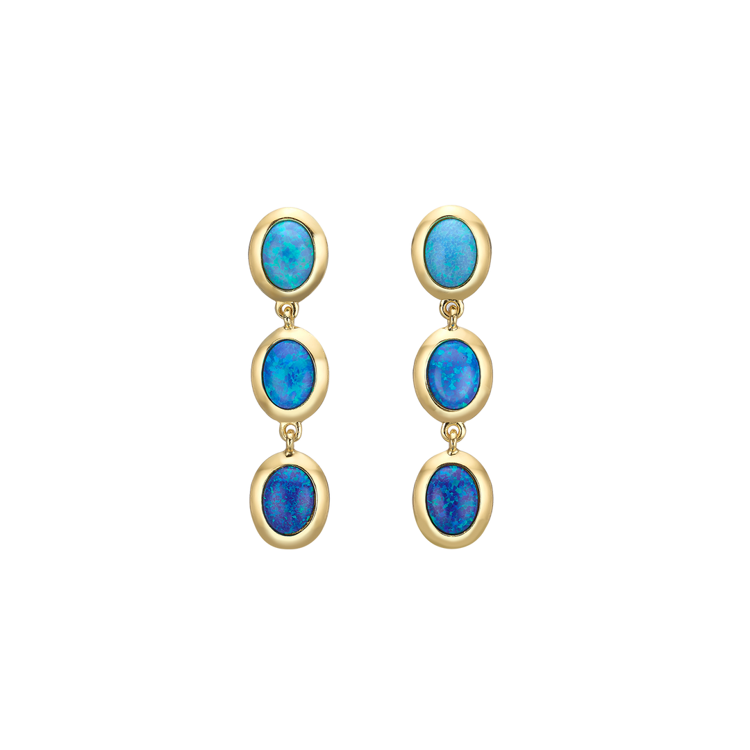 18K/24K Gold Plated Hanging Earring with Synthetic Opal - Mare - 3