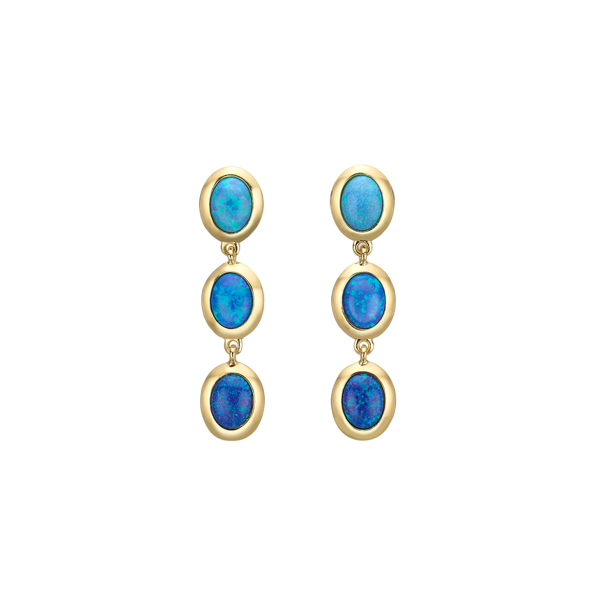 18K/24K Gold Plated Hanging Earring with Synthetic Opal - Mare - 3
