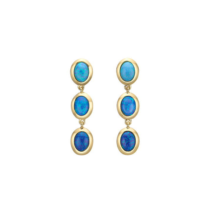 18K/24K Gold Plated Hanging Earring with Synthetic Opal - Mare - 3