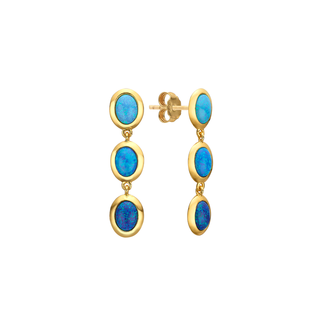 18K/24K Gold Plated Hanging Earring with Synthetic Opal - Mare - 8