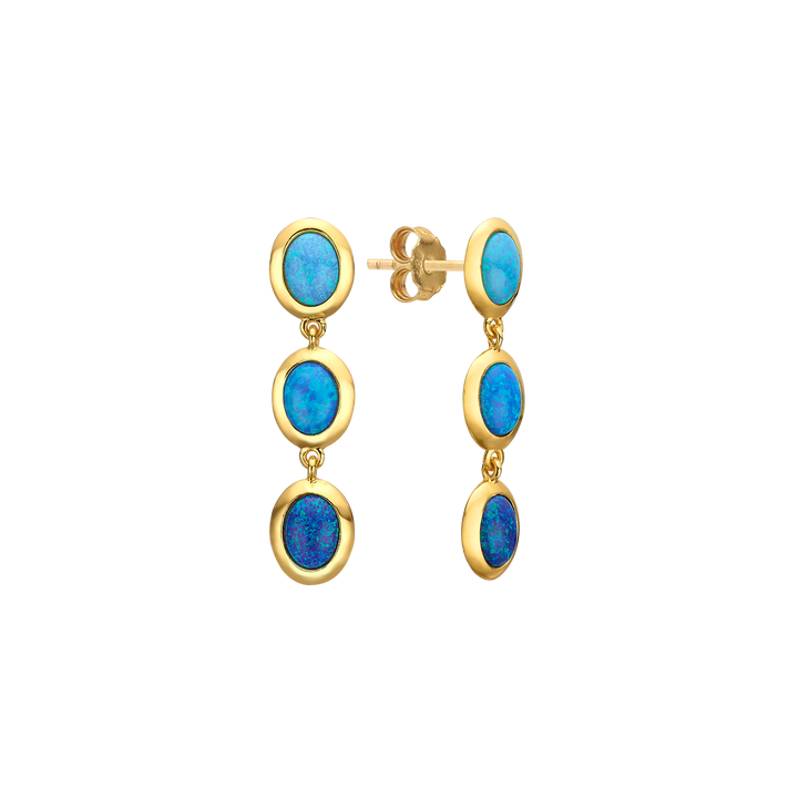 18K/24K Gold Plated Hanging Earring with Synthetic Opal - Mare - 8