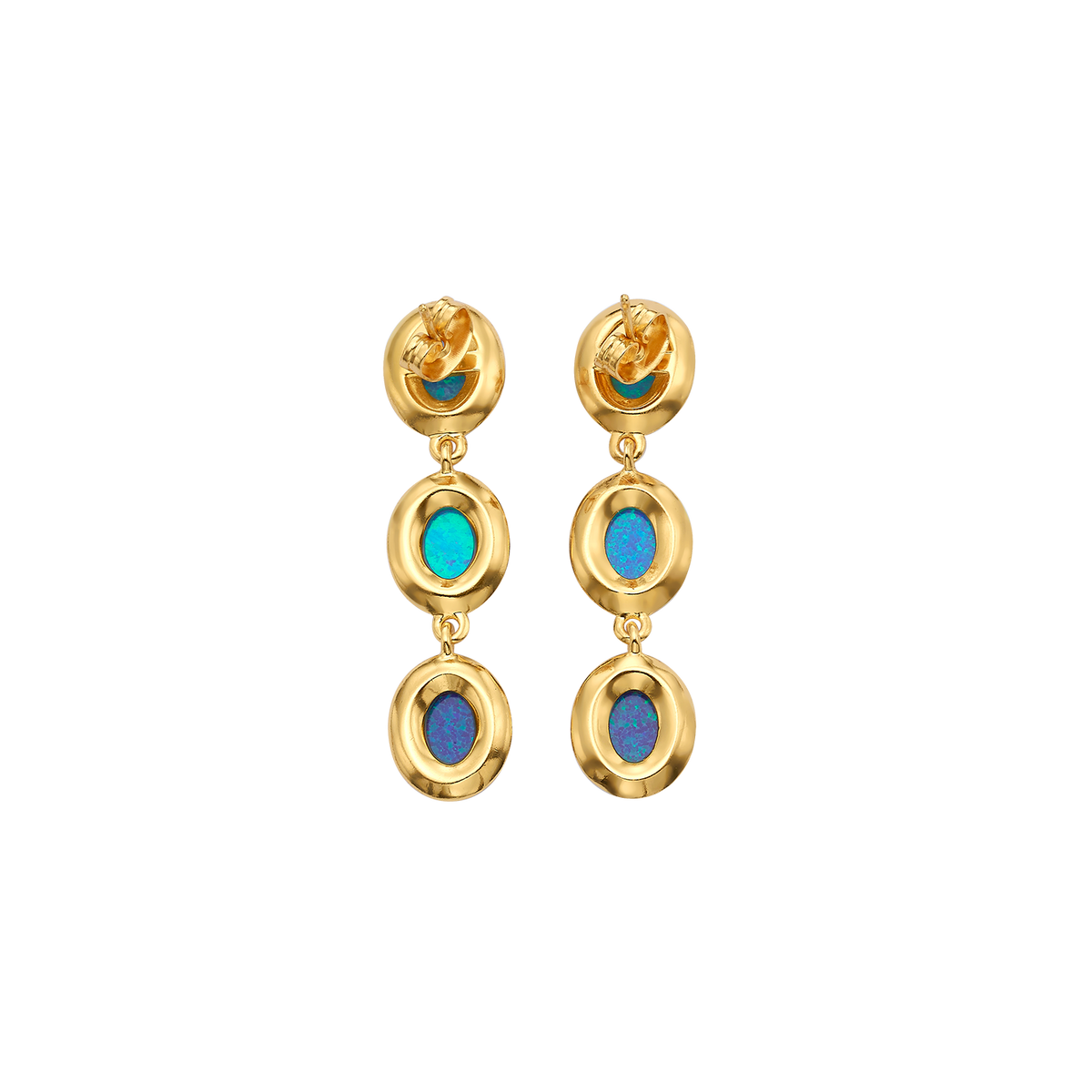 18K/24K Gold Plated Hanging Earring with Synthetic Opal - Mare - 10
