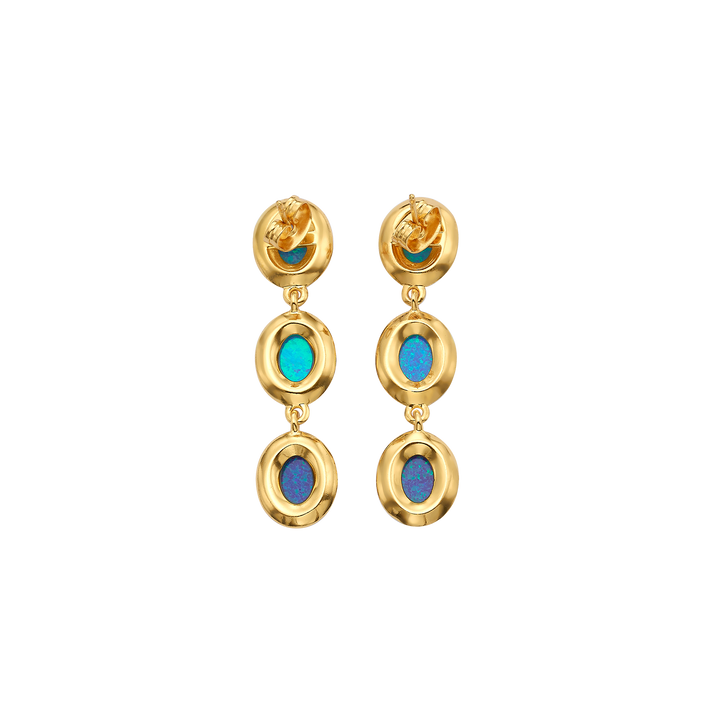 18K/24K Gold Plated Hanging Earring with Synthetic Opal - Mare - 10