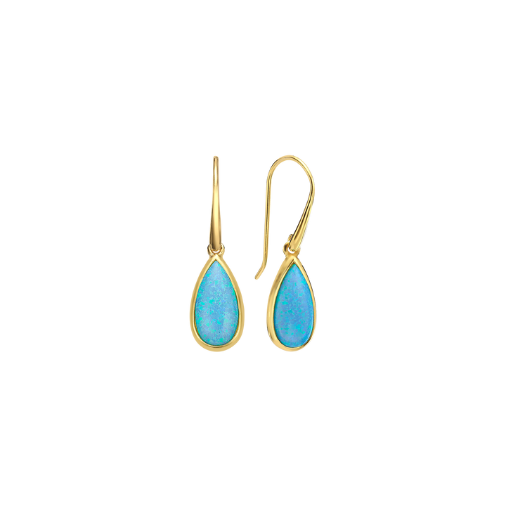 18K\24K gold plated earring with a synthetic opal stone Mare azure 