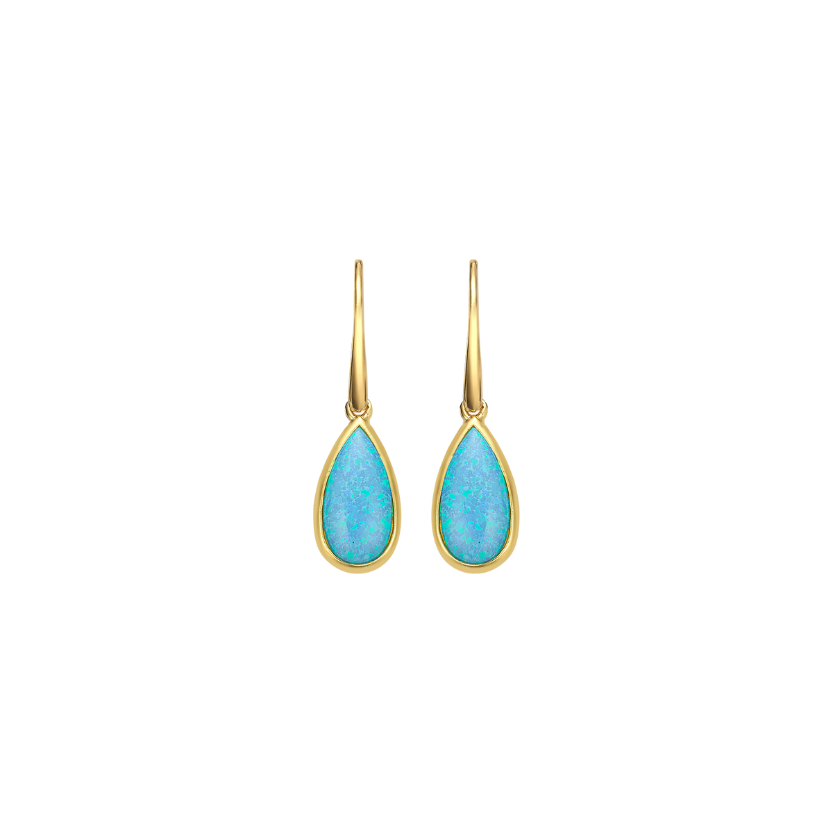 18K/24K Gold Plated Earring with Sky Blue Synthetic Opal - Mare - 3