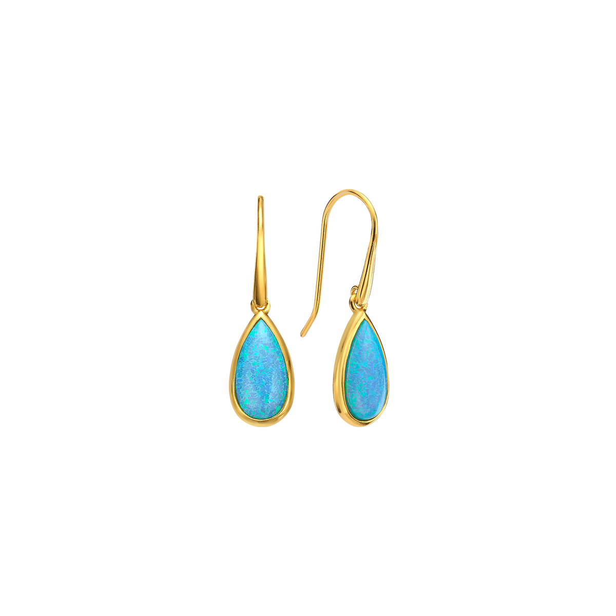 18K/24K Gold Plated Earring with Sky Blue Synthetic Opal - Mare - 5