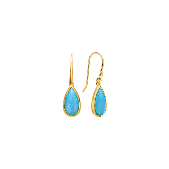 18K/24K Gold Plated Earring with Sky Blue Synthetic Opal - Mare - 5
