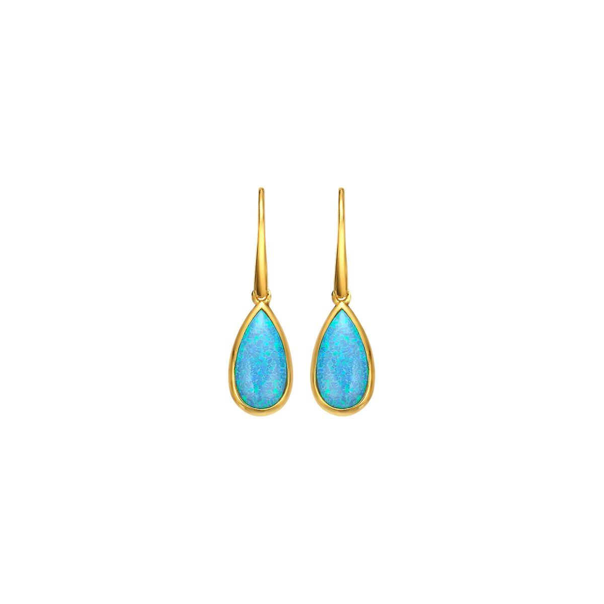 18K/24K Gold Plated Earring with Sky Blue Synthetic Opal - Mare - 7