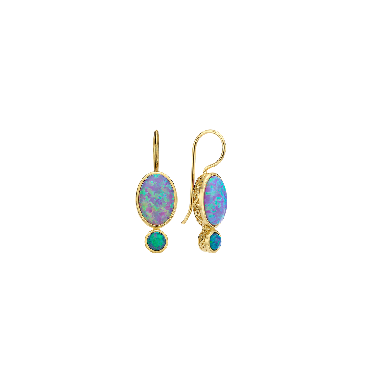 18K/24K Gold Plated Earring with Turquoise Synthetic Opal - Mare