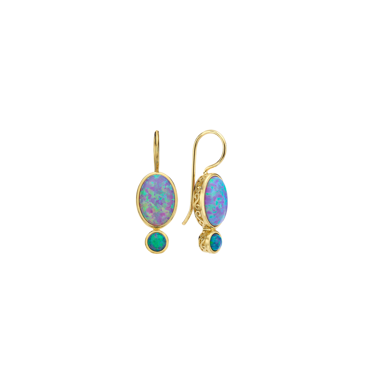 18K/24K Gold Plated Earring with Turquoise Synthetic Opal - Mare