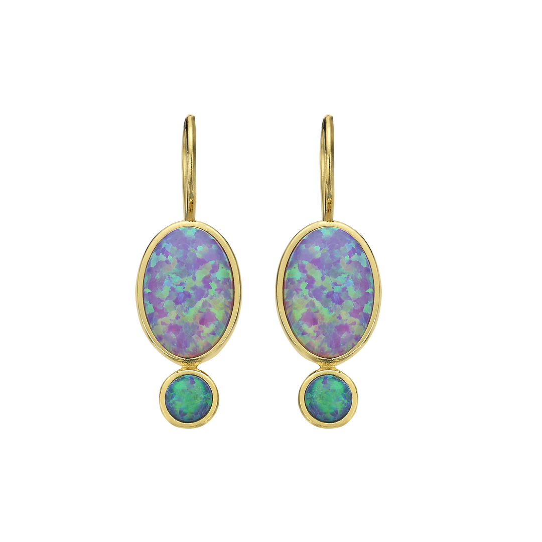 18K\24K gold plated gold earring with turquoise synthetic opal stone Mare 