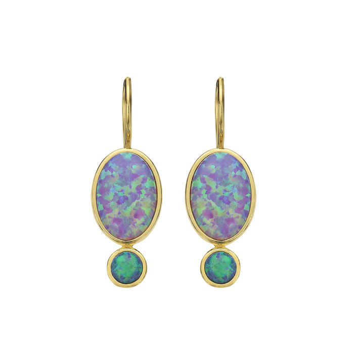 18K\24K gold plated gold earring with turquoise synthetic opal stone Mare 