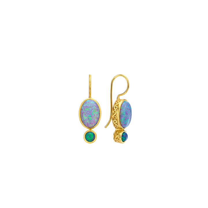 18K/24K Gold Plated Earring with Turquoise Synthetic Opal - Mare - 5