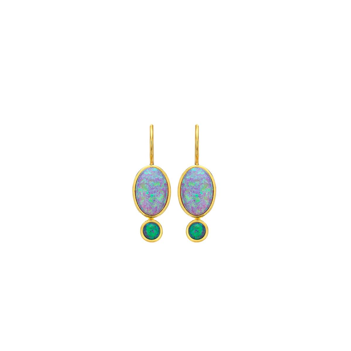 18K/24K Gold Plated Earring with Turquoise Synthetic Opal - Mare - 7
